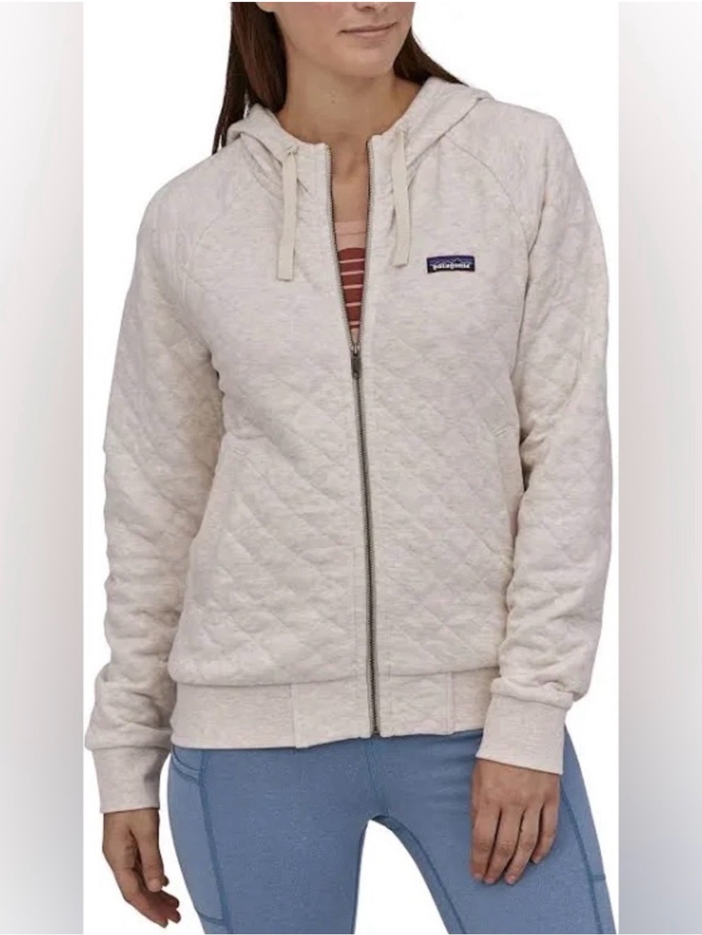 Patagonia Quilted Full-Zip Hoodie in Oatmeal Cream